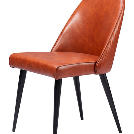Set of Two Brown and Black Faux Leather Dining Side Chairs
