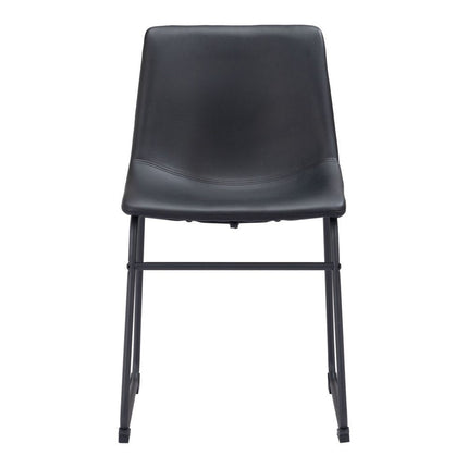 Set of Two Black Faux Leather Dining Side Chairs