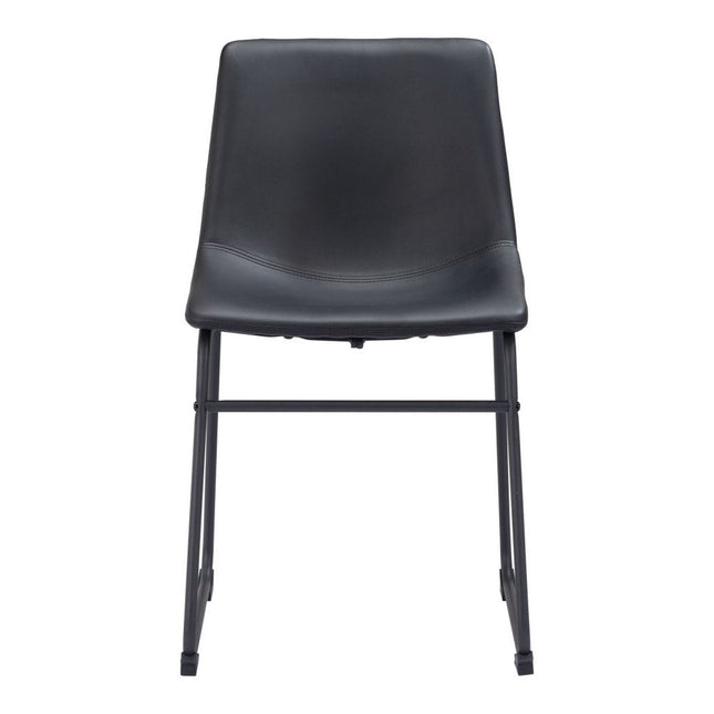 Set of Two Black Faux Leather Dining Side Chairs HomeRoots