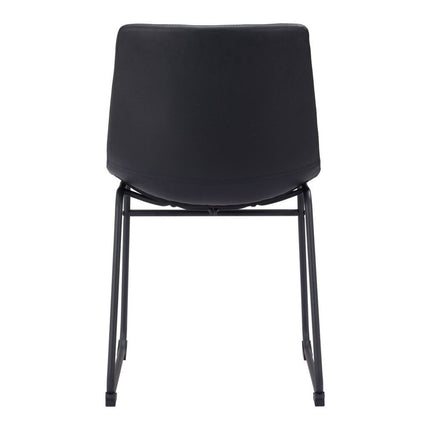 Set of Two Black Faux Leather Dining Side Chairs