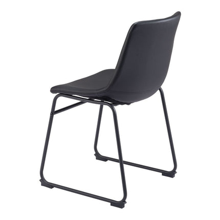 Set of Two Black Faux Leather Dining Side Chairs