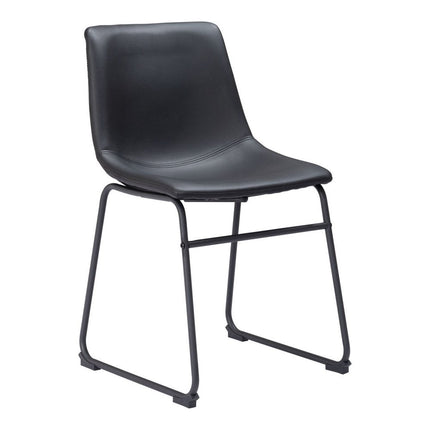 Set of Two Black Faux Leather Dining Side Chairs