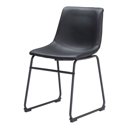 Set of Two Black Faux Leather Dining Side Chairs