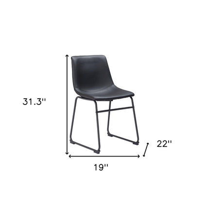 Set of Two Black Faux Leather Dining Side Chairs