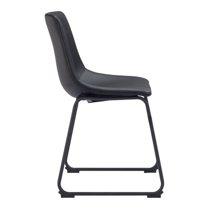 Set of Two Black Faux Leather Dining Side Chairs