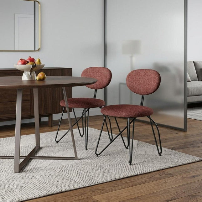 Set of Two Brown and Black Upholstery Open Back Dining Side Chairs HomeRoots