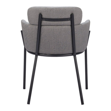Set of Two Gray and Black Upholstered Faux Leather Dining Arm Chairs