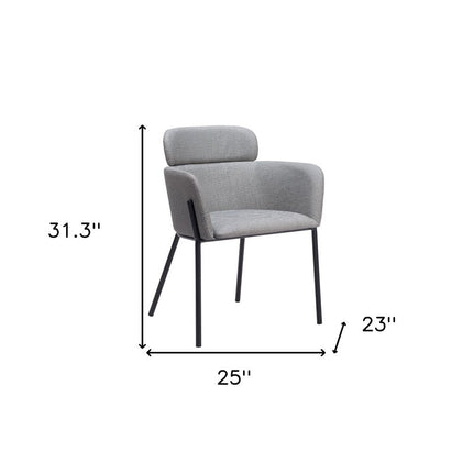 Set of Two Gray and Black Upholstered Faux Leather Dining Arm Chairs