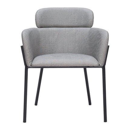 Set of Two Gray and Black Upholstered Faux Leather Dining Arm Chairs
