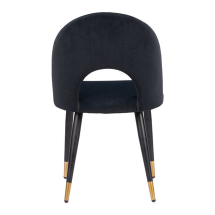 Set of Two Black and Gold Velvet Open Back Dining Side Chairs