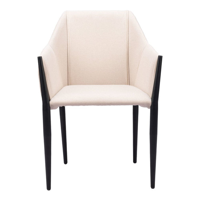 Set of Two Beige and Black Upholstery Dining Arm Chairs HomeRoots