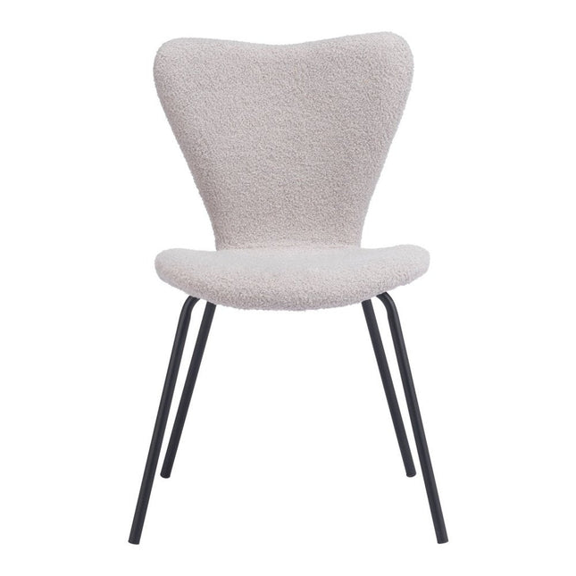 Set of Two Gray and Black Faux Fur Dining Side Chairs HomeRoots