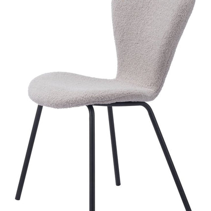 Set of Two Gray and Black Faux Fur Dining Side Chairs