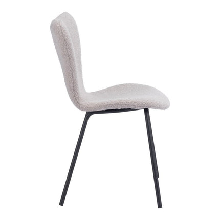 Set of Two Gray and Black Faux Fur Dining Side Chairs