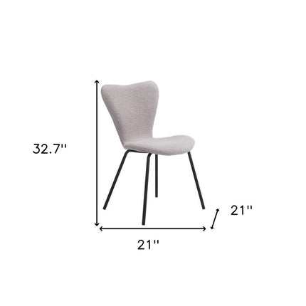 Set of Two Gray and Black Faux Fur Dining Side Chairs