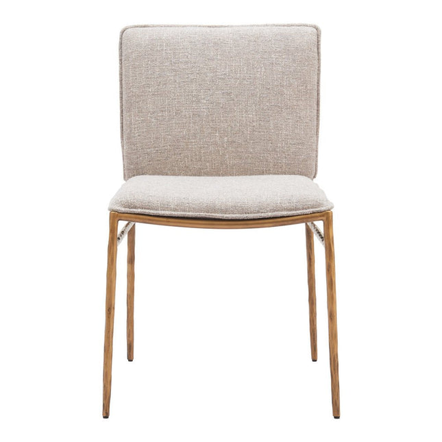 Beige and Gold Upholstery Dining Side Chair HomeRoots