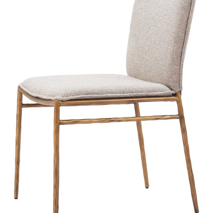 Beige and Gold Upholstery Dining Side Chair