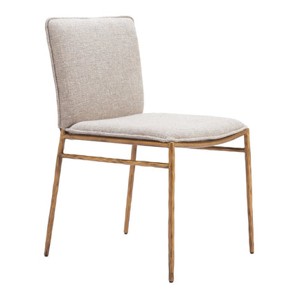 Beige and Gold Upholstery Dining Side Chair