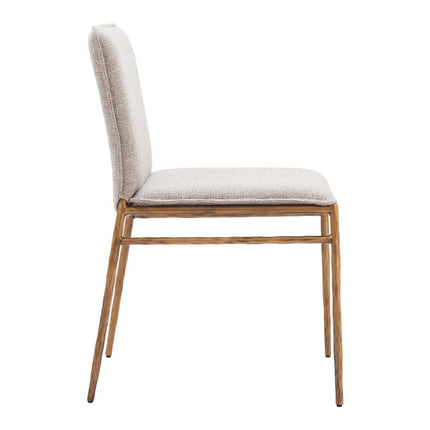 Beige and Gold Upholstery Dining Side Chair