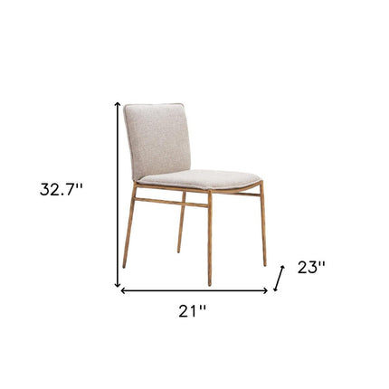 Beige and Gold Upholstery Dining Side Chair