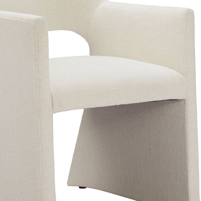 White Upholstered Faux Linen Dining Arm Chair HomeRoots