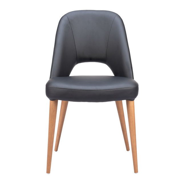 Set of Two Black and Brown Faux Leather Open Back Dining Side Chairs HomeRoots