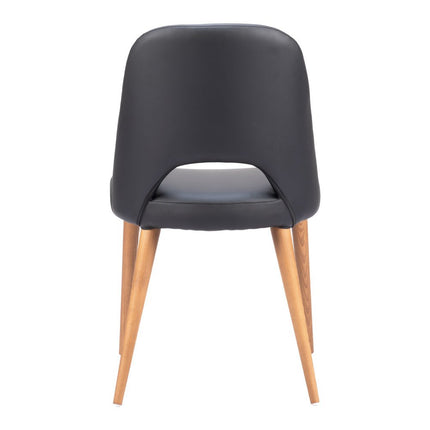 Set of Two Black and Brown Faux Leather Open Back Dining Side Chairs