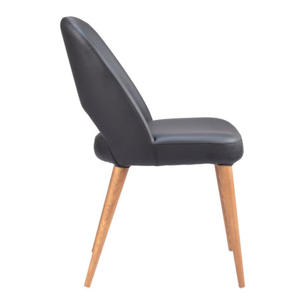 Set of Two Black and Brown Faux Leather Open Back Dining Side Chairs
