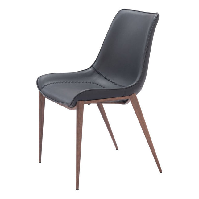 Set of Two Black and Brown Upholstered Faux Leather Dining Side Chairs HomeRoots