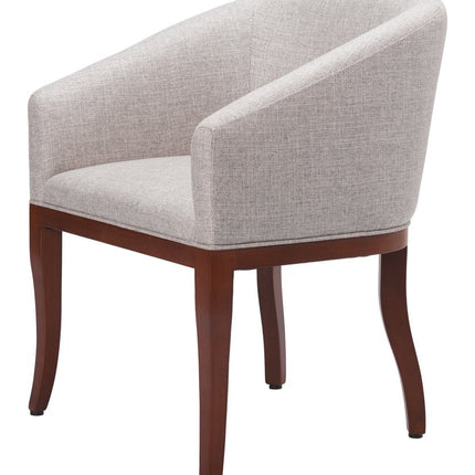 Gray and Brown Upholstery Dining Arm Chair