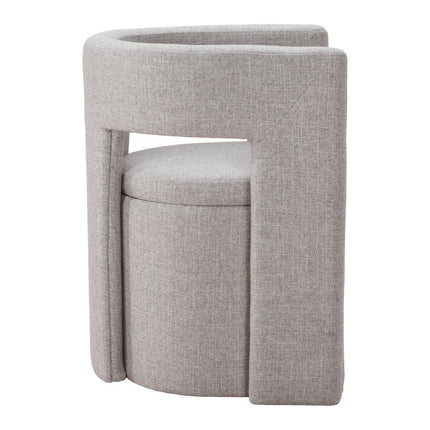 Gray Upholstery Open Back Dining Arm Chair