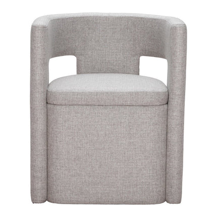 Gray Upholstery Open Back Dining Arm Chair