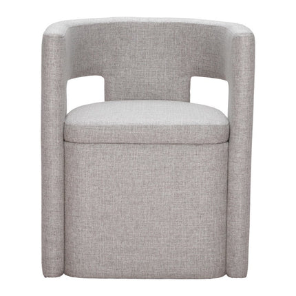 Gray Upholstery Open Back Dining Arm Chair