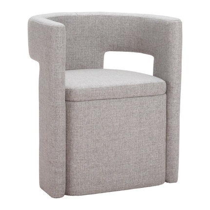 Gray Upholstery Open Back Dining Arm Chair