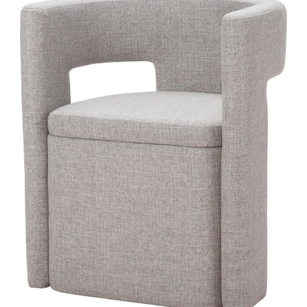 Gray Upholstery Open Back Dining Arm Chair