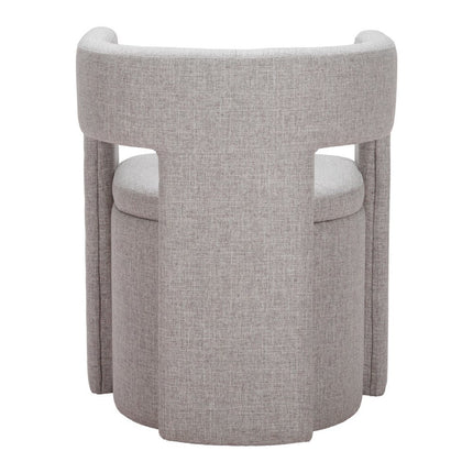 Gray Upholstery Open Back Dining Arm Chair