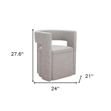 Gray Upholstery Open Back Dining Arm Chair
