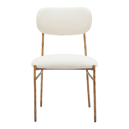 Cream and Brass Upholstery Open Back Dining Side Chair