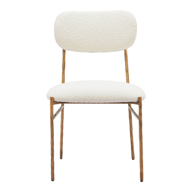 Cream and Brass Upholstery Open Back Dining Side Chair HomeRoots