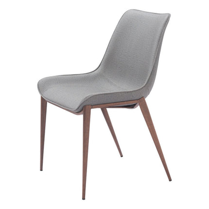 Set of Two Gray and Brown Faux Leather Dining Side Chairs