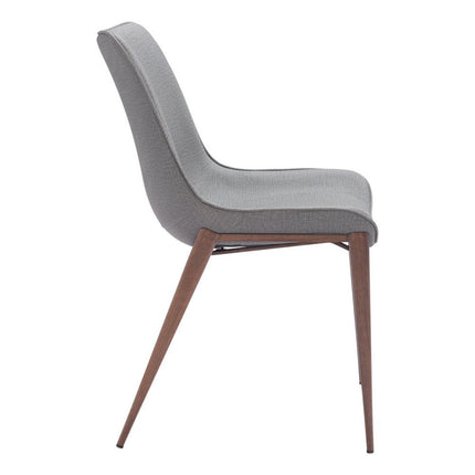Set of Two Gray and Brown Faux Leather Dining Side Chairs