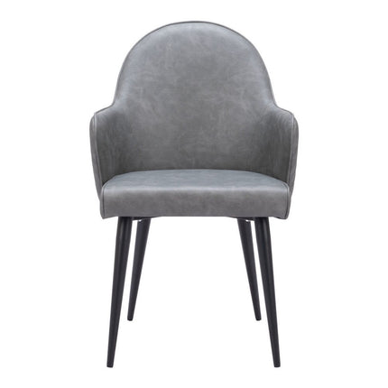 Gray and Black Faux Leather Dining Arm Chair