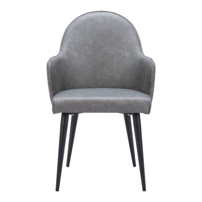 Gray and Black Faux Leather Dining Arm Chair HomeRoots