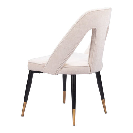Ivory Black and Gold Faux Fur Open Back Dining Side Chair