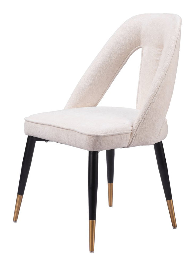 Ivory Black and Gold Faux Fur Open Back Dining Side Chair HomeRoots