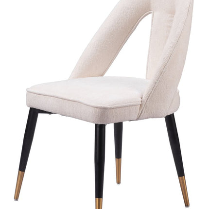 Ivory Black and Gold Faux Fur Open Back Dining Side Chair