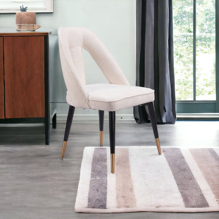 Ivory Black and Gold Faux Fur Open Back Dining Side Chair