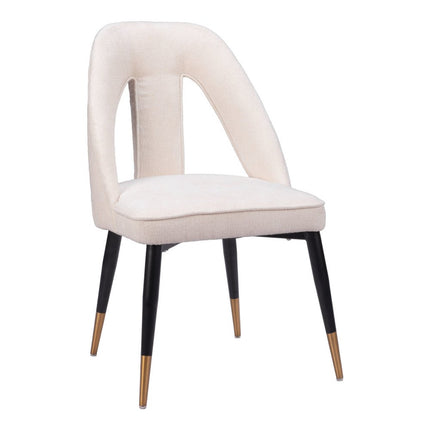 Ivory Black and Gold Faux Fur Open Back Dining Side Chair