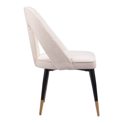 Ivory Black and Gold Faux Fur Open Back Dining Side Chair