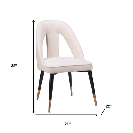 Ivory Black and Gold Faux Fur Open Back Dining Side Chair